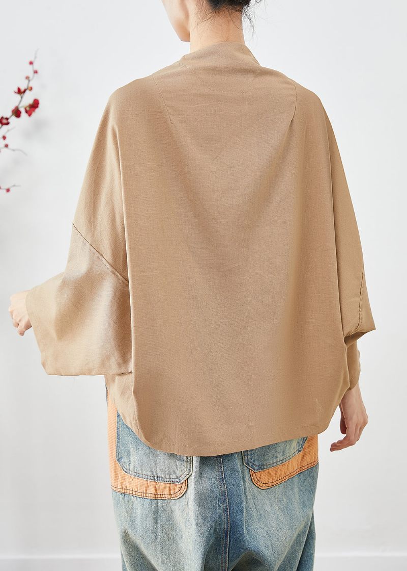 Plus Size Khaki Oversized Lommer Linned Jakker Batwing Sleeve - Dame vinterfrakker