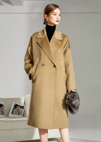 Simple Camel Peter Pan Kravelommer Uld Cocoon Coat Vinter