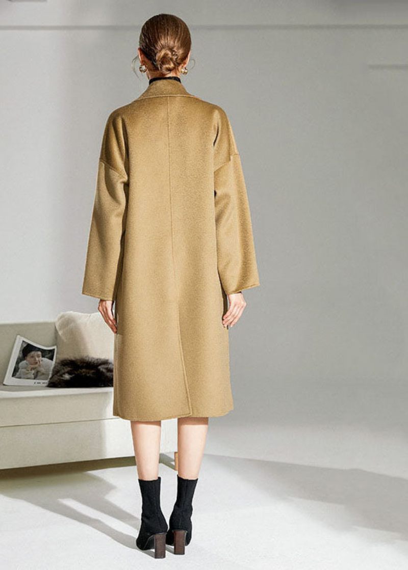 Simple Camel Peter Pan Kravelommer Uld Cocoon Coat Vinter - Dame vinterfrakker