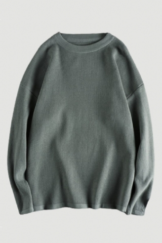 Ærmer Slids Design Er Simpel Doven Rund Hals Strikket Sweater Herre Løs Som Base