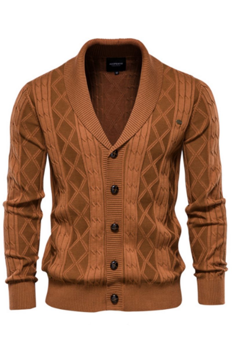 Bomuld Argyle Cardigan Mænd Casual Single Breasted Solid Business Cardigans Vinter Sweater Man