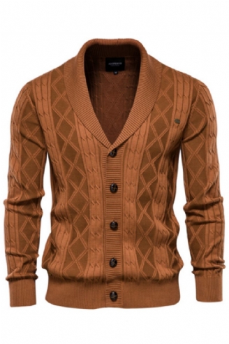 Bomuld Argyle Cardigan Mænd Casual Single Breasted Solid Business Cardigans Vinter Sweater Man