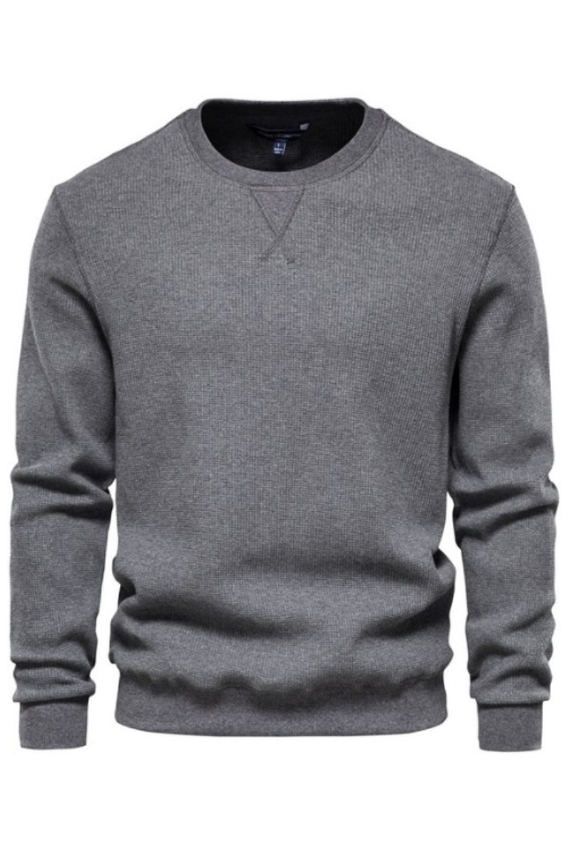 Bomulds Sweatshirts Med O-hals Til Mænd Casual Ensfarvet Sweater Hættetrøjer Ny Efterår Mode Simple Brand Man Sweatshirt