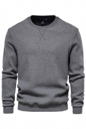 Bomulds Sweatshirts Med O-hals Til Mænd Casual Ensfarvet Sweater Hættetrøjer Ny Efterår Mode Simple Brand Man Sweatshirt