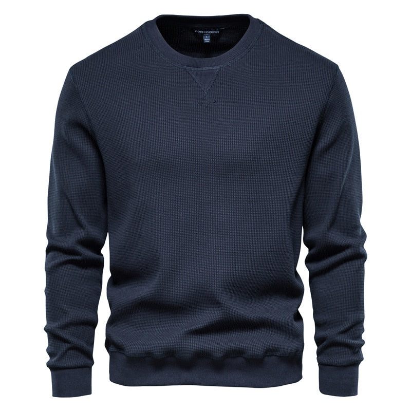 Bomulds Sweatshirts Med O-hals Til Mænd Casual Ensfarvet Sweater Hættetrøjer Ny Efterår Mode Simple Brand Man Sweatshirt - Vin