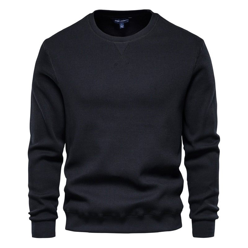 Bomulds Sweatshirts Med O-hals Til Mænd Casual Ensfarvet Sweater Hættetrøjer Ny Efterår Mode Simple Brand Man Sweatshirt - Vin