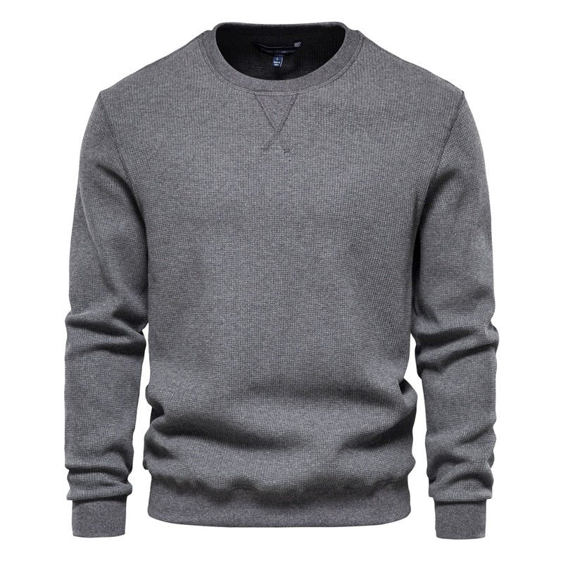 Bomulds Sweatshirts Med O-hals Til Mænd Casual Ensfarvet Sweater Hættetrøjer Ny Efterår Mode Simple Brand Man Sweatshirt - Vin