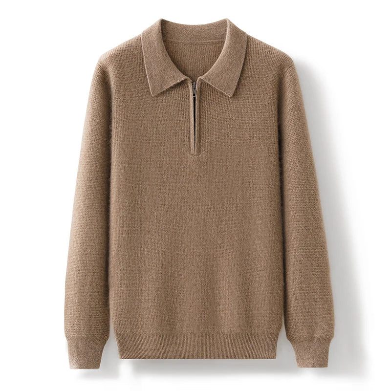 Cashmere Sweater Herre Casual Business Strikket Skjorte Jakke Varm Efterår Vinter - Sort