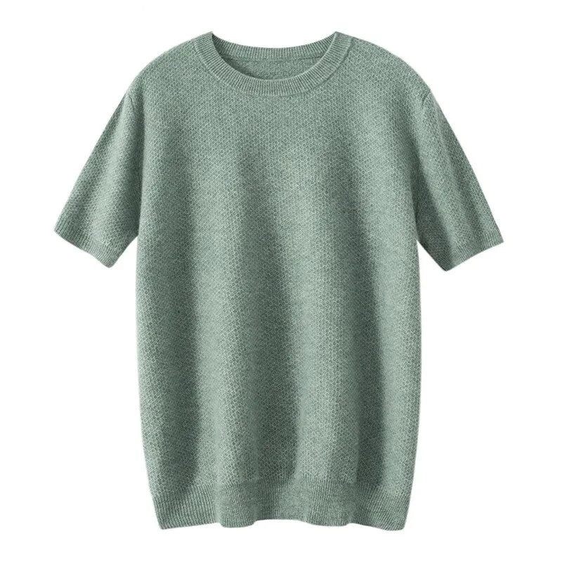 Cashmere Trøjer Til Mænd Med O-hals Forår Ny T-shirt Strikket Undertrøje Til Avanceret Løs Vest Top - Sort