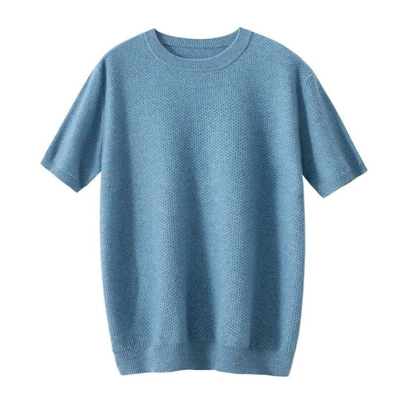 Cashmere Trøjer Til Mænd Med O-hals Forår Ny T-shirt Strikket Undertrøje Til Avanceret Løs Vest Top - Sort