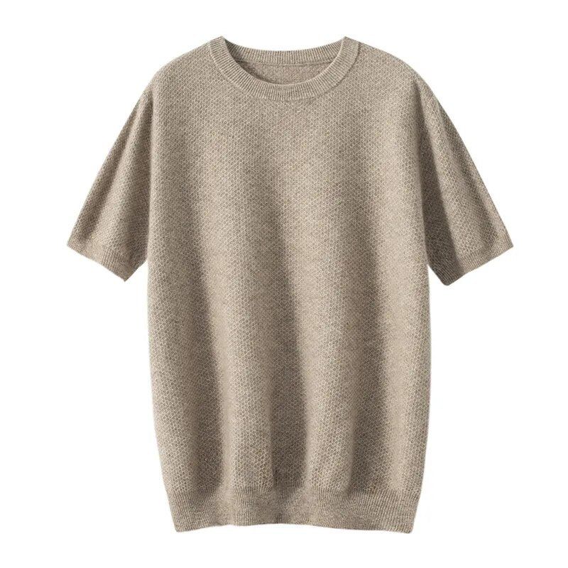 Cashmere Trøjer Til Mænd Med O-hals Forår Ny T-shirt Strikket Undertrøje Til Avanceret Løs Vest Top - Sort