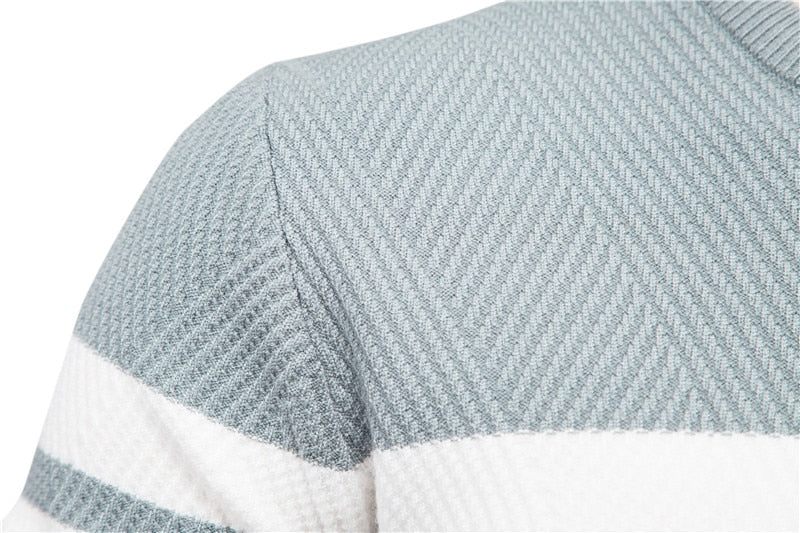 Efterår Pullover Mænd Sweater O-hals Patchwork Langærmede Varme Slanke Sweatere Casual Tøj - Sort