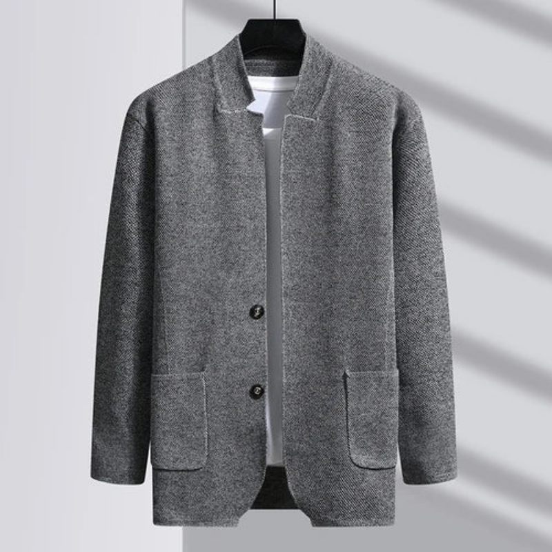 Efterår Slim Fit Knit Blazer Herre Top Cardigan Sweater Casual Frakker Jakke Strikket Tøj - Kaki