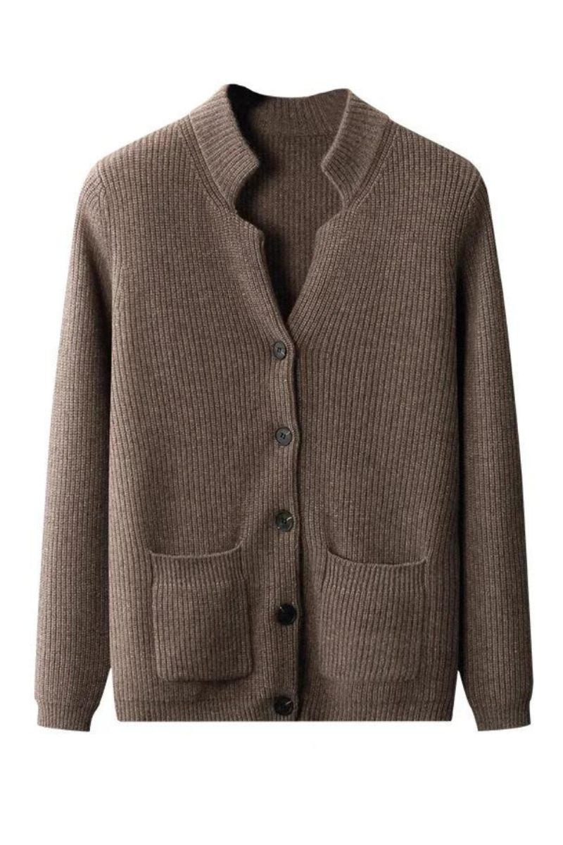 Efterår Vinter Herre Cardigan Sweater Cashmere Fortykket Pocket Coat Solid