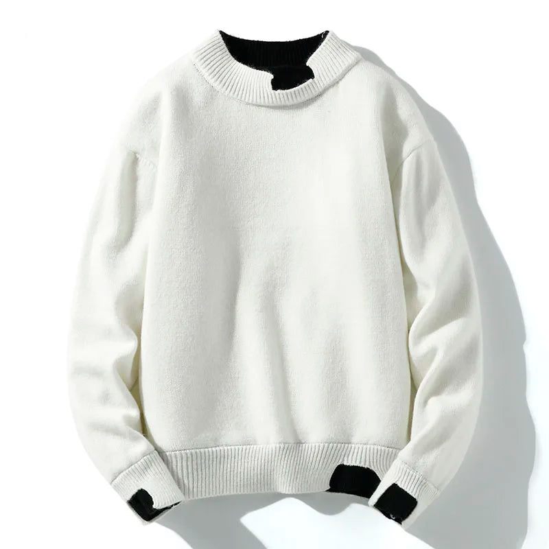 Efterår Vinter Herre Sweatere Solid Krave Strikket Pullover Sweater - Grå