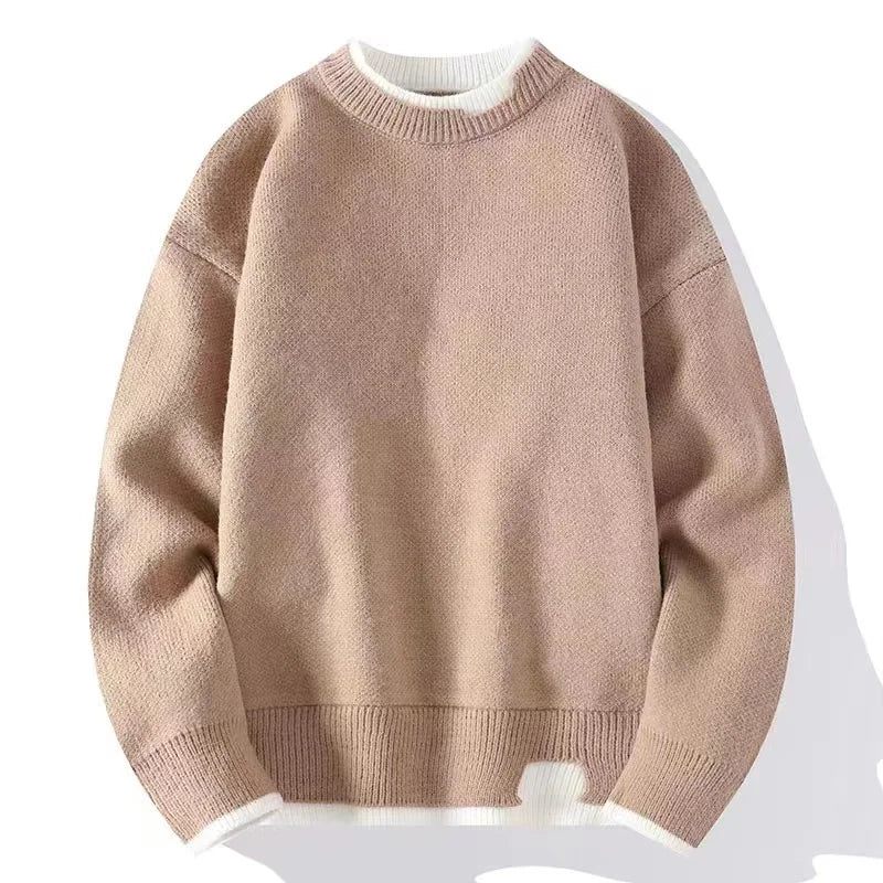 Efterår Vinter Herre Sweatere Solid Krave Strikket Pullover Sweater - Grå