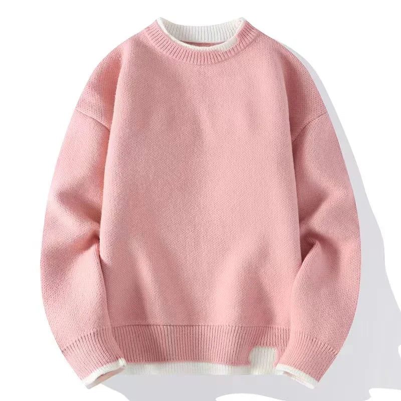 Efterår Vinter Herre Sweatere Solid Krave Strikket Pullover Sweater - Grå