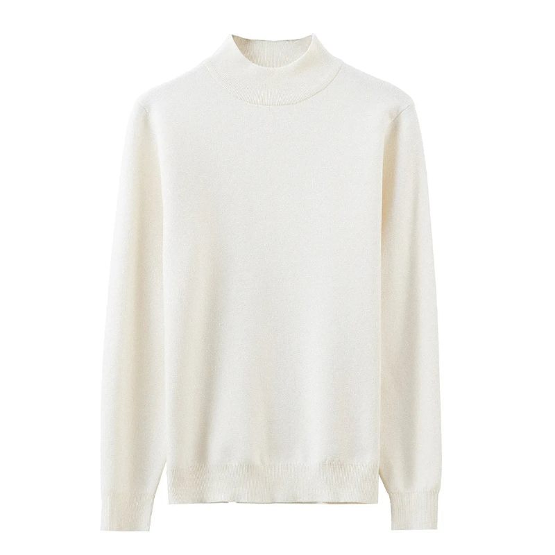 Efterår Vinter Herretøj Herre Halv Højhals Solid Komfortabel Pullover Sweater Bund - Sort