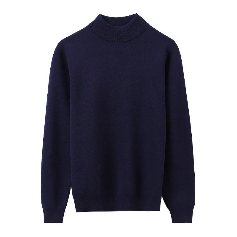 Efterår Vinter Herretøj Herre Halv Højhals Solid Komfortabel Pullover Sweater Bund - Sort