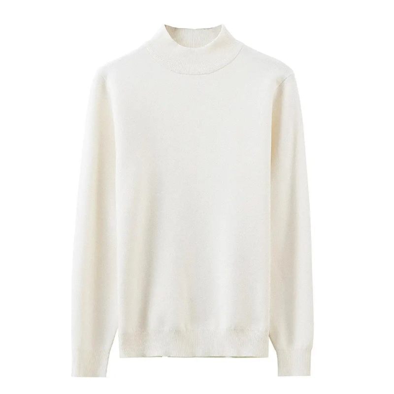 Efterår Vinter Herretøj Herre Halv Højhals Solid Komfortabel Pullover Sweater Bund - Sort