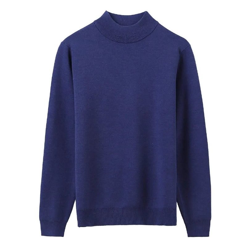 Efterår Vinter Herretøj Herre Halv Højhals Solid Komfortabel Pullover Sweater Bund - Sort