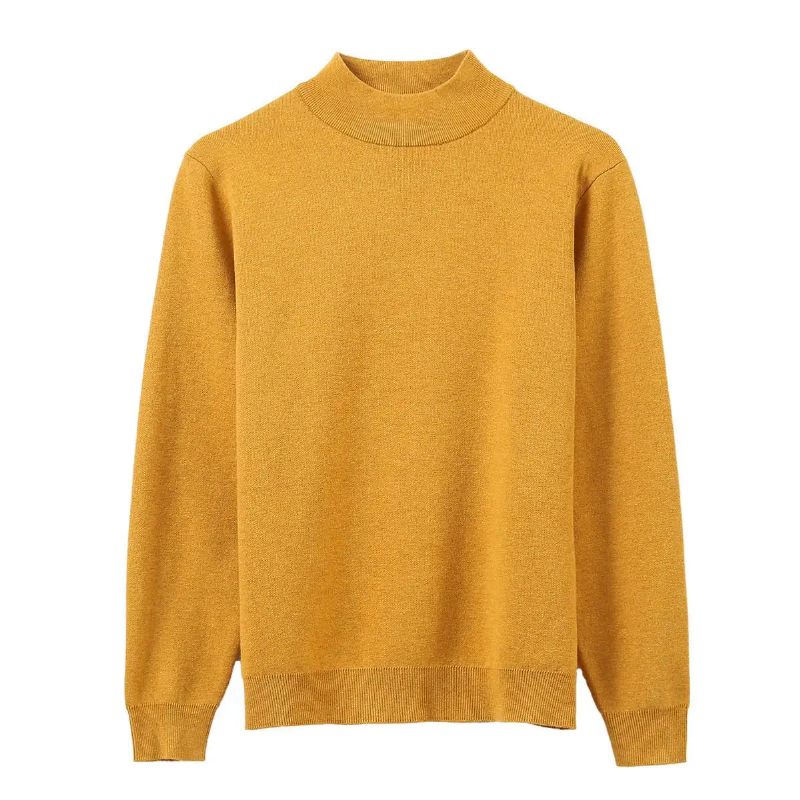 Efterår Vinter Herretøj Herre Halv Højhals Solid Komfortabel Pullover Sweater Bund - Sort