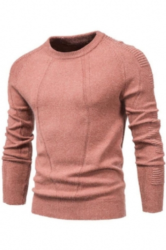 Efterår Vinter Pullover Ensfarvet Herre Sweater O-hals Geometri Mænd Casual Slanke Sweatere Herretøj