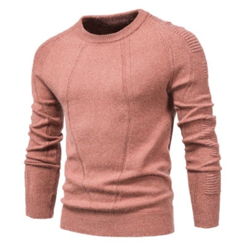 Efterår Vinter Pullover Ensfarvet Herre Sweater O-hals Geometri Mænd Casual Slanke Sweatere Herretøj - Sort