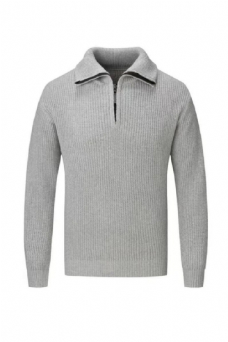 Efterår Vinter Strikkede Poloer Mænd Sweater Tees Toppe Slim Fit Pullover