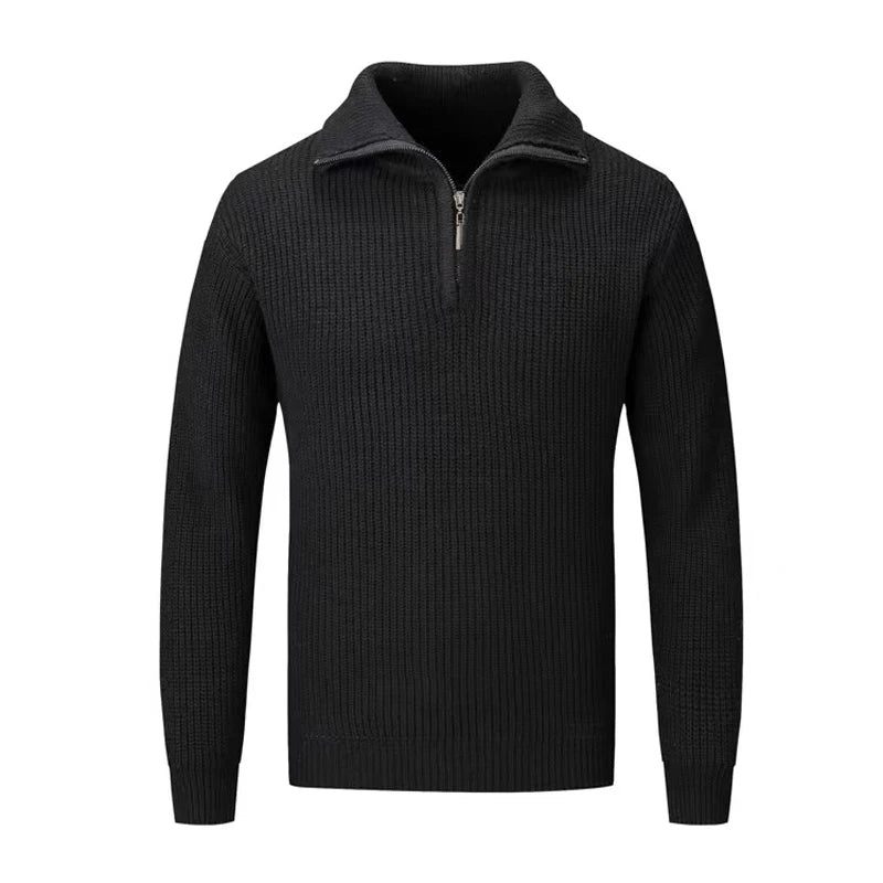 Efterår Vinter Strikkede Poloer Mænd Sweater Tees Toppe Slim Fit Pullover - Grå