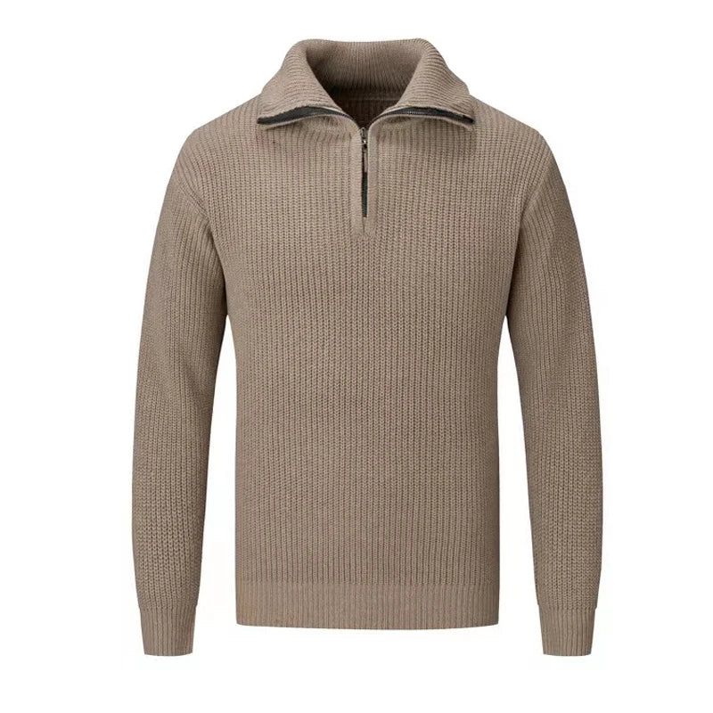 Efterår Vinter Strikkede Poloer Mænd Sweater Tees Toppe Slim Fit Pullover - Grå