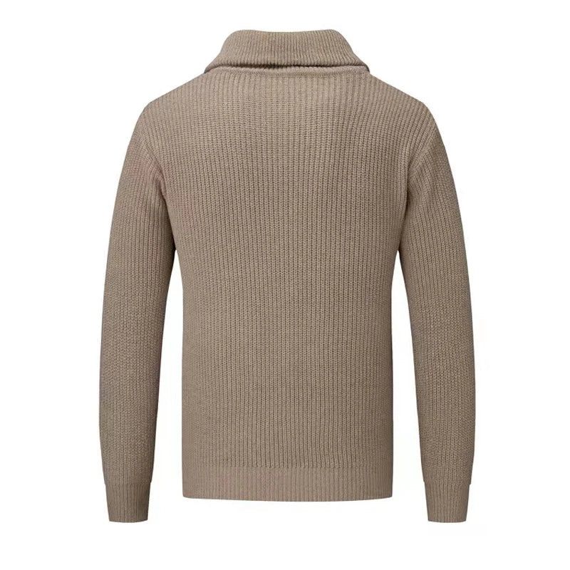 Efterår Vinter Strikkede Poloer Mænd Sweater Tees Toppe Slim Fit Pullover - Grå