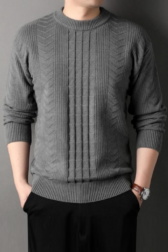 Efterår Vinter Strikket Herre Casual Sweater Rundhalsede Twists Vævning Pullover Mænd Varm