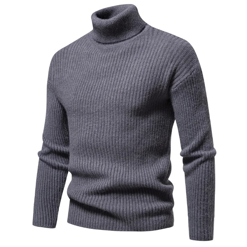 Efterår Vinter Sweater Mænd Pullovere Turtleneck Varme Pullovers Man Toppe - Rose