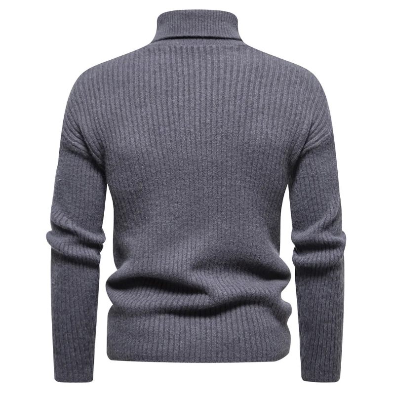 Efterår Vinter Sweater Mænd Pullovere Turtleneck Varme Pullovers Man Toppe - Rose