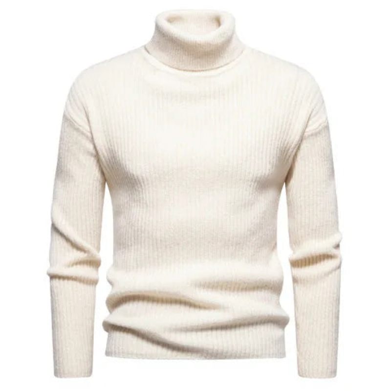 Efterår Vinter Sweater Mænd Pullovere Turtleneck Varme Pullovers Man Toppe - Rose