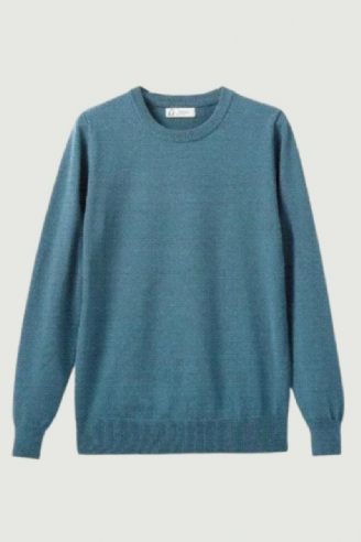 Efterår Vinter T-shirt Til Mænd Med Rund Hals Varm Langærmet Sweater Med Ensfarvet Bund