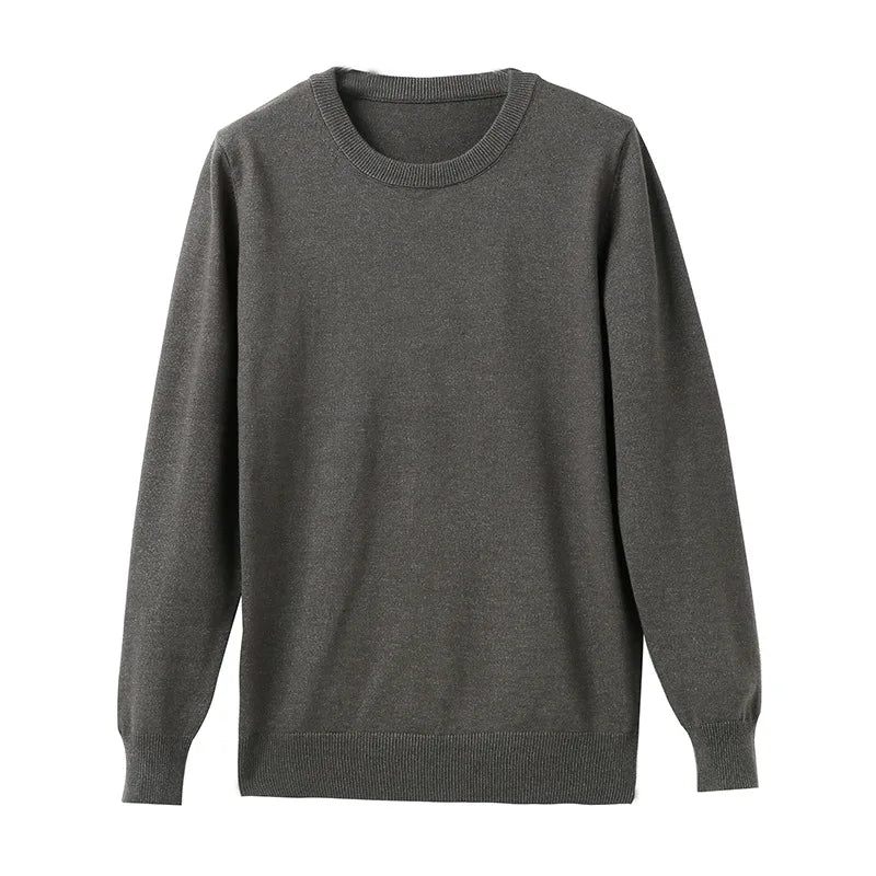 Efterår Vinter T-shirt Til Mænd Med Rund Hals Varm Langærmet Sweater Med Ensfarvet Bund - Grøn