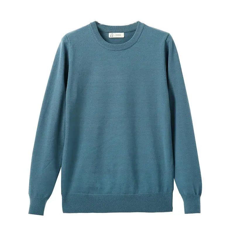 Efterår Vinter T-shirt Til Mænd Med Rund Hals Varm Langærmet Sweater Med Ensfarvet Bund - Grøn