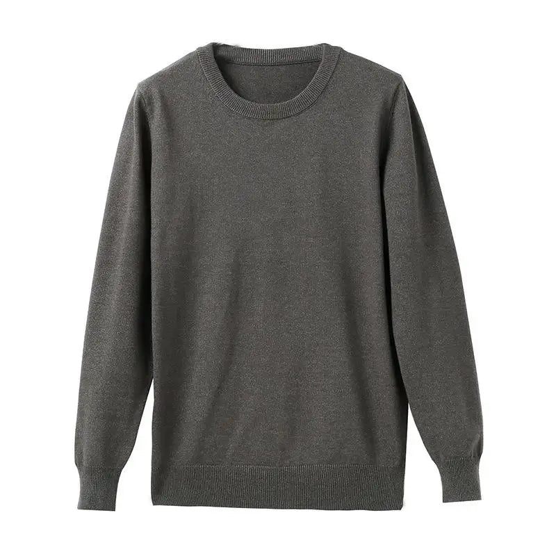 Efterår Vinter T-shirt Til Mænd Med Rund Hals Varm Langærmet Sweater Med Ensfarvet Bund - Grøn