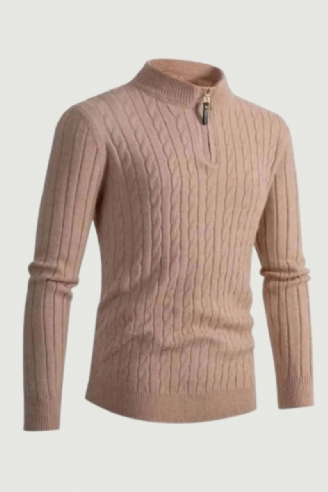 Efterår Vintertrøje Mænd Ensfarvet Halv Rullekrave Striktrøjer Med Lynlås Mode Causal Slim Fit Pullover Herretrøjer Sort Grå