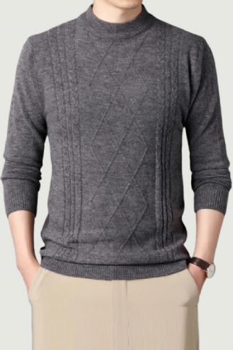 Efterårs- Og Vinterserie Tråd Mænd Varm Sweater Solid Rundhals Casual Strikket O-hals Pullovere