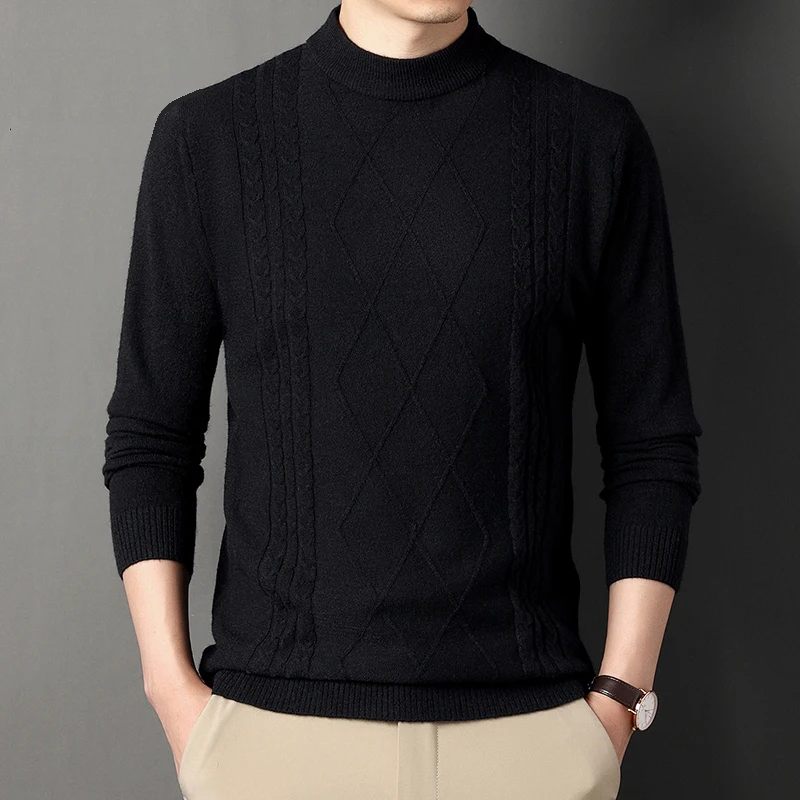 Efterårs- Og Vinterserie Tråd Mænd Varm Sweater Solid Rundhals Casual Strikket O-hals Pullovere - Mørkegrå