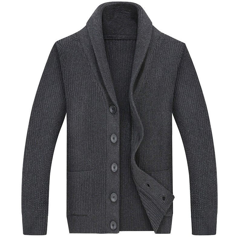 Efterårs Uld Casual Sweatercoat Herre Sweater - Sort