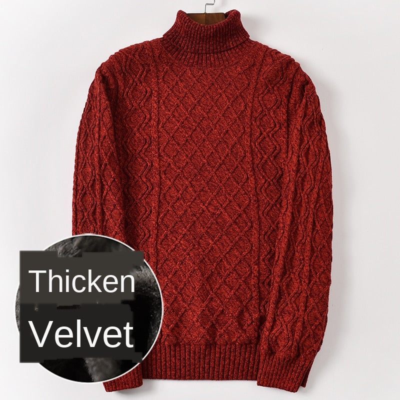 Fleece Varm Bomuld Rullekrave Sweater Mænd Vinter Pullovere Mandlige Skildpadde Hals - Tynd 296 Lysegrå