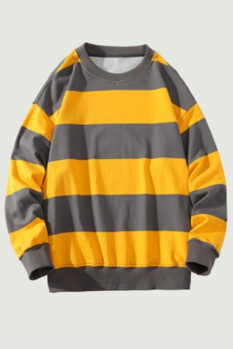 Forår Efterår Mænd Stribet Sweatshirt Amerika Stil Vintage Langærmet Afslappet Løse Pullovere Unisex Skole Streetwear Chic Toppe