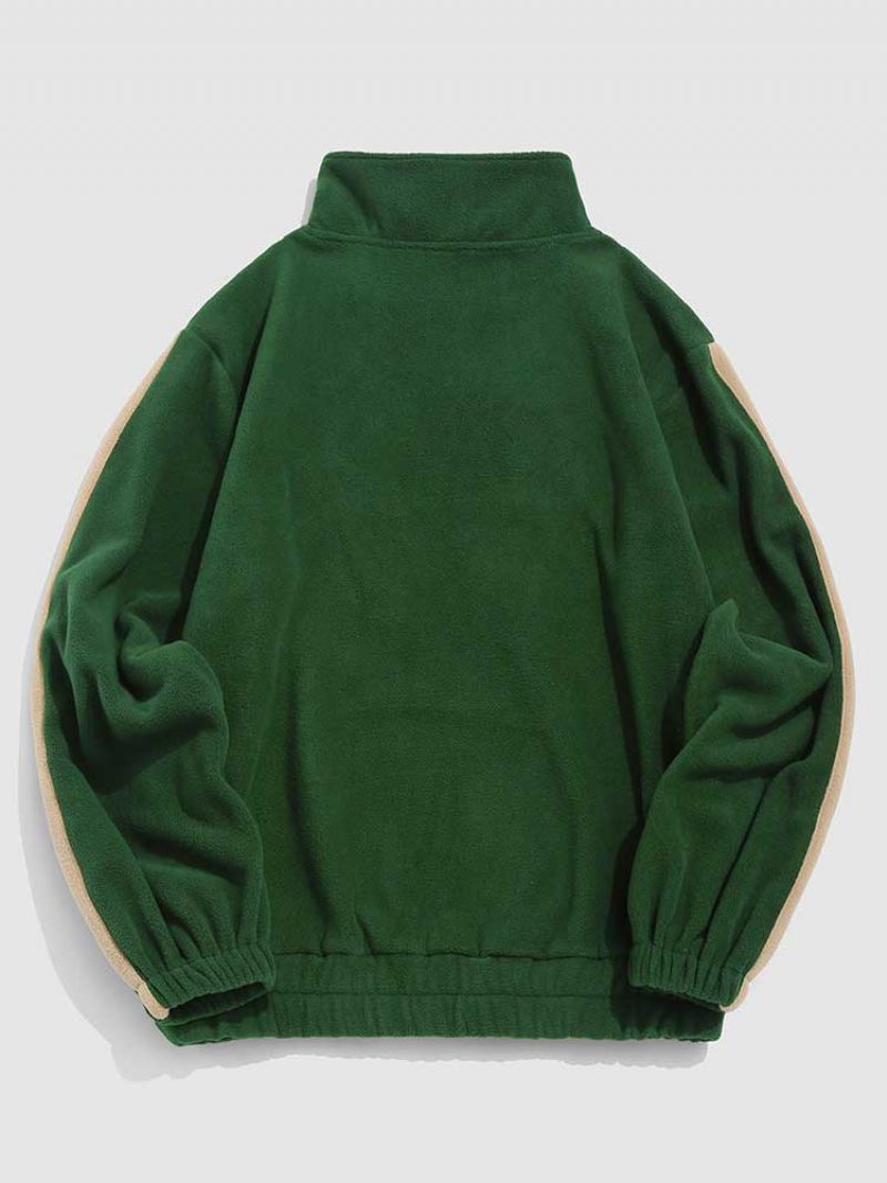 Hættetrøje Til Mænd Efterår Vinter Fleece Sweatshirts Brevbroderi Rullekrave Hættetrøjer Trøje Vintage Streetwear Varm Sved - Sort