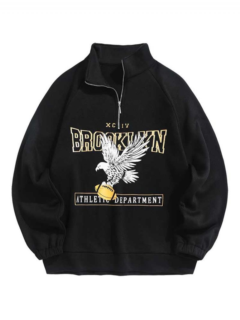 Hættetrøjer Til Mænd Fleecefor Brooklyn Eagle Grafisk Sweatshirt Unisex Rullekrave Hættetrøje Lynlås Streetwear Pullover Sweats