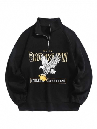 Hættetrøjer Til Mænd Fleecefor Brooklyn Eagle Grafisk Sweatshirt Unisex Rullekrave Hættetrøje Lynlås Streetwear Pullover Sweats