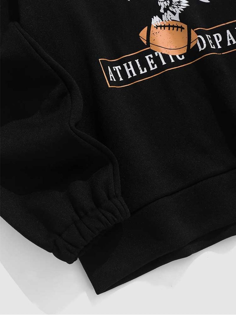 Hættetrøjer Til Mænd Fleecefor Brooklyn Eagle Grafisk Sweatshirt Unisex Rullekrave Hættetrøje Lynlås Streetwear Pullover Sweats - Sort